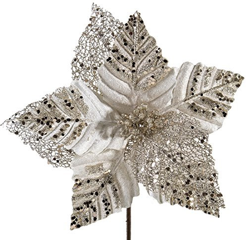 DecoKing Weihnachtskunstblume Creme Beige Gold Blume Kunstblume Weihnachten Deko Weihnachtsdeko Gold