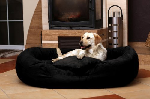 tierlando Hundebett Philip Hundesofa - Soft Velours - XL XXL XXXL - 110cm bis 170cm - Dogge, Ridgebacks 03 Schwarz - PH4-AA-03