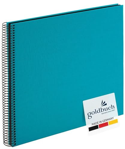 goldbuch 25 963 Spiralalbum Bella Vista, Foto Album 35 x 30 x 1,5 cm - Spirale ⌀ 2,8 cm, Fotoalbum mit 40 schwarzen Seiten, Erinnerungsalbum aus Leinen, Fotobuch für Bilder zum Einkleben, Türkis
