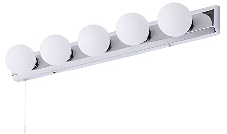 LITECRAFT Tasmieno Bathroom Wall Light, Polished Chrome | 5 Light, Hollywood Style