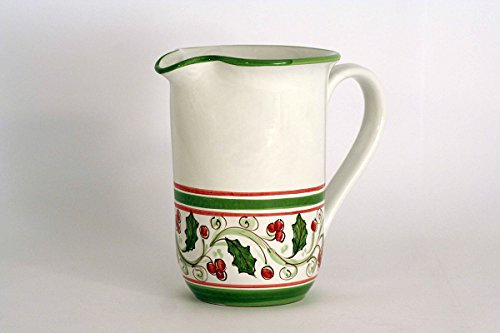 CEAR ceramiche - Caraffa in Ceramica di Caltagirone, Decorata a Mano con Motivi Natalizi, Elegante Boccale per le Festività