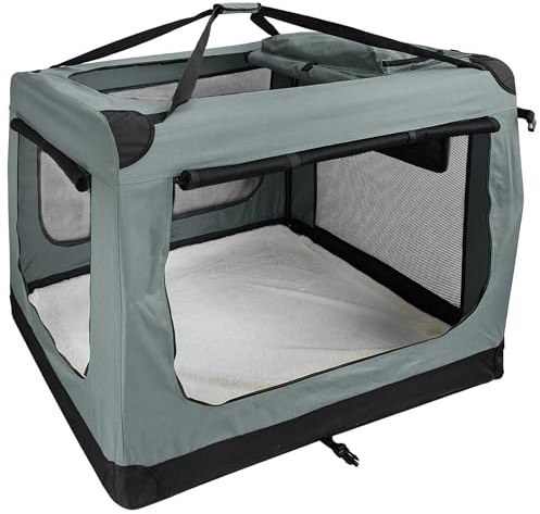 Faltbare Hundebox Transporttasche Transportbox Auto für Katze Hunde Große Kleine Box Bag Bed Decke Klein Auto Transport 7 Größen Taschen Fünf Farben Petigi (Grau, XXXXL (122 x 80 x 82 cm))