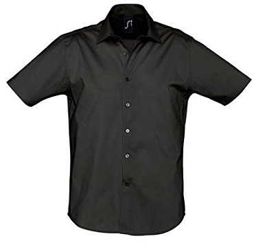 SOLS Herren Stretch-Hemd Broadway kurzarm, Black, M