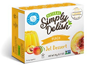Simply Delish, Sugar-Free Natural Jelly Dessert - Vegan, Gluten and Fat-Free, Peach Flavour - Pack of 6, 20g Keto Friendly Sweets