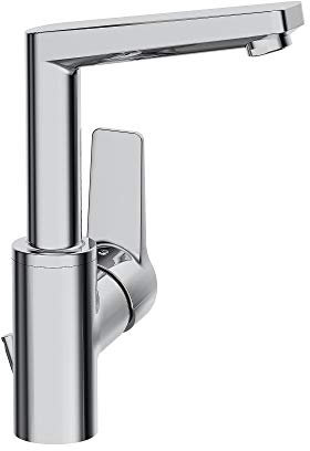 Hansa – 09542203 Twist Waschtischarmatur, hoher Auslauf, kompakt, automatische Ablaufgarnitur, Chrom