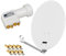 HD Digital SAT Anlage 60cm ALU Spiegel Schüssel Hellgrau+ Quad LNB 4 Teilnehmer zum Empfang von DVB-S/S2 Full HD 3D 4K Ultra HD (UHD) Signale + Stecker Gratis dazu im Set