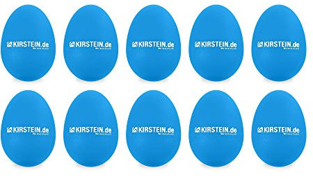 10x Kirstein ES-10B Egg Shaker (Medium Version, Schüttelei, Percussion, Rassel, robuste Kunststoff-Hülle, durchsetzungsfähiger Klang) blau