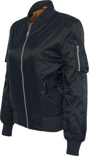 URBAN CLASSICS Giacca Bomber Leggera Donna, Tasca sul Braccio, Giacchetta dal Taglio Classico, Autunnale e Primaverile, Colore: nero Taglia:XS