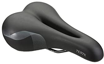 Terry Cite Y Gel Fahrradsattel | Fahrradsitz optimiert für Herren – flexibel und bequem | Sitzknochenstütze, stoßdämpfende Elastomere, niedriges Profil, flache Oberseite – Schwarz
