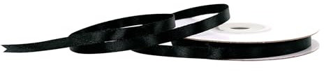 Satinband 6mm x 25m Rolle - FARBAUSWAHL in 3/6/12/18/25/38/50/75/100mm - farbecht & waschbar - Schleifenband für Hochzeit - Geschenkband zum Verpacken Dekorieren Basteln - Schwarz 030