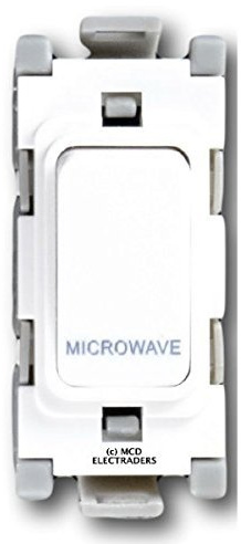 DETA G3561 Grid Switch 20 Amp Double Pole marked 'Microwave' (White)