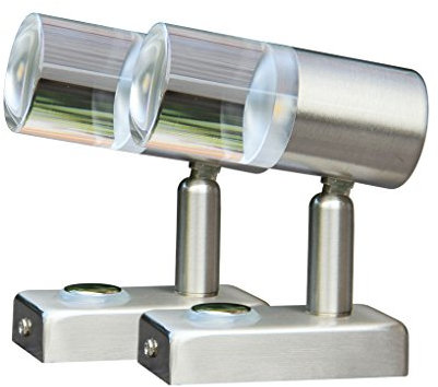 LIGHTEU, 2x 12V 3W A2 Decken/Wandstrahler Nickel-Finish Nachttischlampe Leseleuchte mit Touch-Schalter dimmbar warmweiß/blaues für Yacht, Caravan