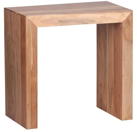 Wohnling Beistelltisch Massiv-Holz Akazie 60 x 35 cm Wohnzimmer-Tisch Design dunkel-braun Landhaus-Stil Couchtisch Natur-Produkt Wohnzimmermöbel Unikat modern Massivholzmöbel Echtholz Anstelltisch