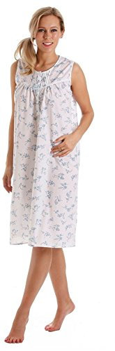 Lady Olga Poly Cotton Sleeveless Summer Nightie 24317 Blue 14-16