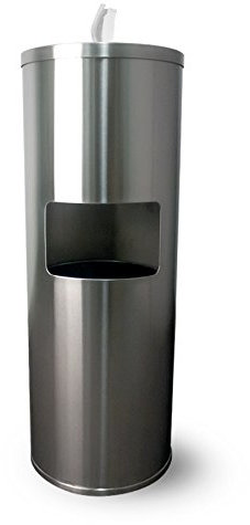 Floor Stand Gym Wipe Dispenser, Stainless Steel Wipe Dispenser with High Capacity Built-in Trash Can and Back Door Access