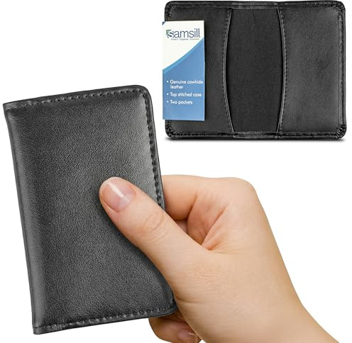 Samsill 81220 Regal Leather Business Card Holder, Case Holds 25 Business, Black