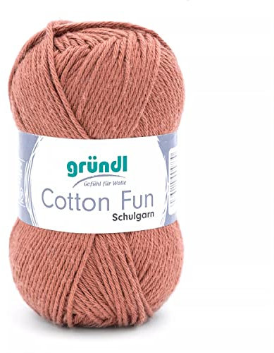 Gründl Cotton Fun Strickgarn/ Häkelgarn (weiches Garn aus 100% Baumwolle , OEKO-TEX zertifiziert, 50 g/115 m, Nadelstärke: 3-4, 1 Knäuel á 50 g), Nougat