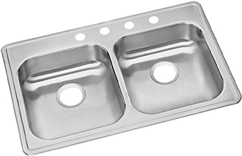 Dayton GE233224 Equal Double Bowl Top Mount Stainless Steel Sink
