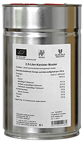 Unbekannt Bio Huile de Colza Naturland 2500 ML Bidon