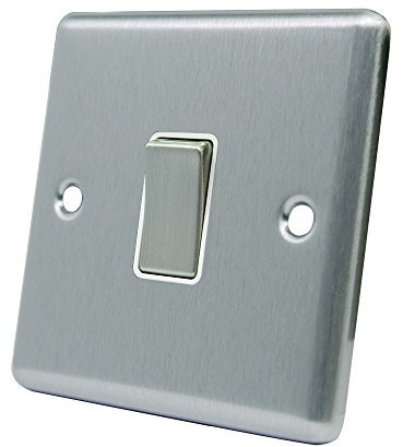 AET CSC1GSWIWS Satin Chrome Classical White Insert Metal Rocker Switch-10 Amp Single 1 Gang 2 Way Light Switch, 240 V