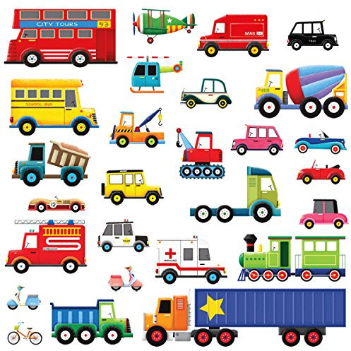 Decowall DW-1605 27 Transporte Autos Fahrzeuge Wandtattoo Wandsticker Wandaufkleber Wanddeko für Wohnzimmer Schlafzimmer Kinderzimmer