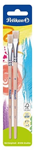 Pelikan Borstenpinsel-Set Sorte 613F, Größe 6 und 12, 2 Stück, Holzfarben