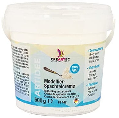 Artidee CREARTEC Spachtelcreme/Modellier-Spachtelmasse - ideal für Oberflächengestaltung - Farbe: Weiß - 500 g - Made in Germany