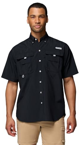 Columbia Men's Bahama II UPF 30 Short Sleeve PFG Fishing Shirt, Black, 5X Tall