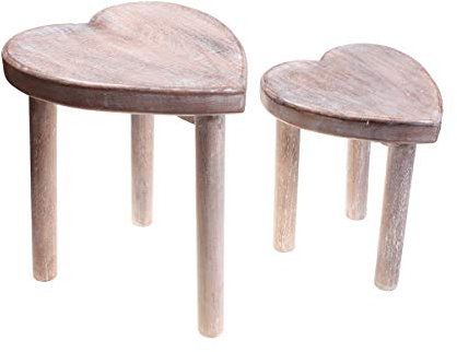 Sass & Belle Brown Heart Stools - Set of 2