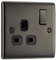 BG Electrical Single Switched Power Plug Wall Socket, Raised and Slim Profile, Round Edges, Nexus Metal, Black Nickel, 13A, NBN21B