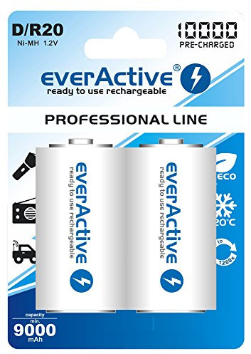 8 x everActive ProfLine Mono 10000 mAh Akku D Mono Zelle LR20 MN1300 NIMH
