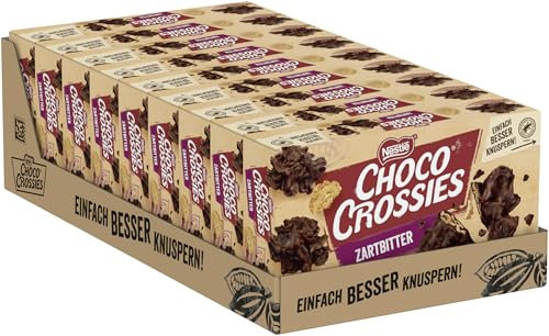 Nestlé CHOCO CROSSIES Zartbitter, knusperleichte Flakes in dunkler Schokolade, 9er Pack (9 x 2 à 75g)