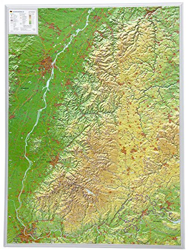 Schwarzwald 1:200.000 ohne Rahmen: Reliefkarte Schwarzwald 1:200.000 (Tiefgezogenes Kunststoffrelief)
