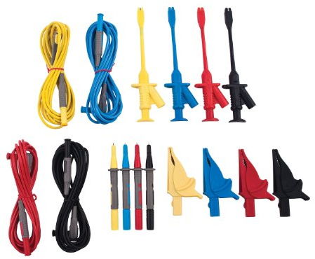 Extech Zubehör-Set für PQ3350, 1 Stück, PQ1000 | Vier farbcod. 10ft-Leitungen, ummantelte Bananenstecker, Sonden-/Krokodil-/Federklemmenspitzen, CAT IV