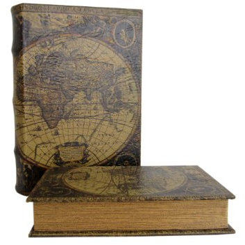 Unbekannt Geldversteck Weltkarte Gr. XL 33cm im antik Design Schmuckschatulle Box Kiste Buchsafe