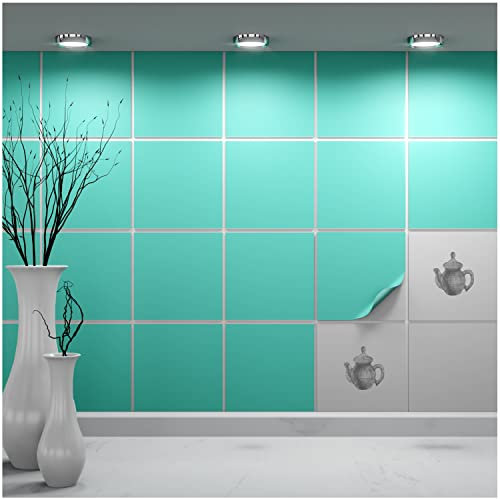 FoLIESEN - Adhesivo para azulejos, 15 x 15 cm, personalizable, pvc, verde menta opaco, 80 unidades