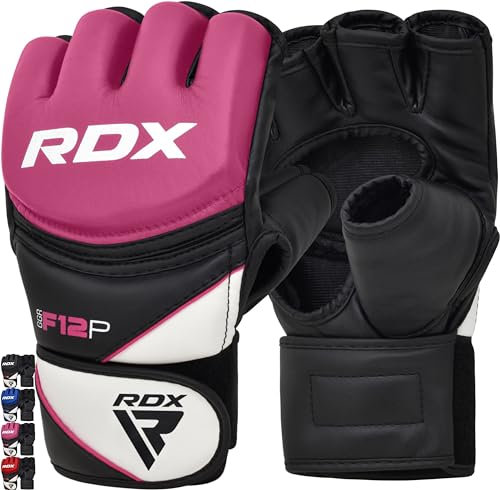 RDX Guantes MMA Artes Marciales Entrenamiento, Maya Hide Cuero Grappling Guantillas, Professional Abierto Palma Gloves, Sparring Kickboxing Muay Thai Saco de Boxeo Lucha Libre Combate, Hombre Mujere
