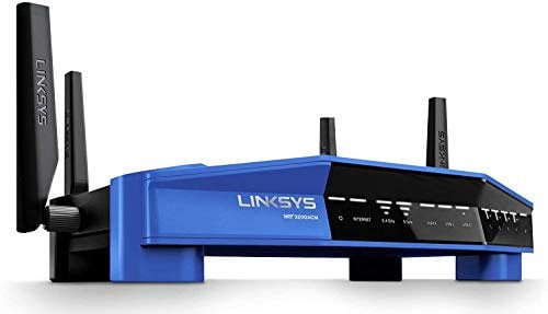 Linksys WRT3200ACM AC3200 Dual-Band Gigabit Wi-Fi Router, Beamforming Tri-Stream Wireless Signal, Ethernet Ports, MU-MIMO (Schwarz, Blau)