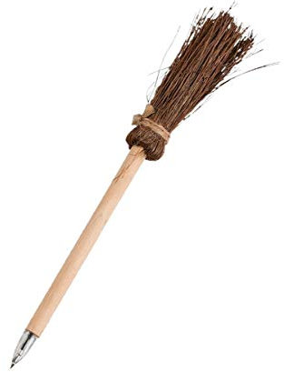 Horror-Shop Hexenbesen Holz-Kugelschreiber als Halloween Geschenkartikel