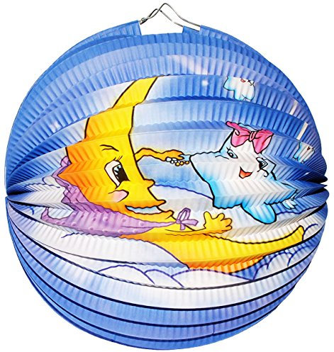 alles-meine.de GmbH Laterne/Lampion - RUND - Mond & Sterne - kuscheln - aus Papier - für Kinder Papierlaterne - Laternen Lampions - Figuren - für Laternenumzug - Mädchen Ju..