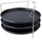 Zenker 7515 Set de cuisson pizza, 3 plaques à pizza et 1 grille four, plaque pizza, plaque de cuisson pour pizza, plat pizza four, moule pizza, Acier, Noir, 29 x 1,5 cm
