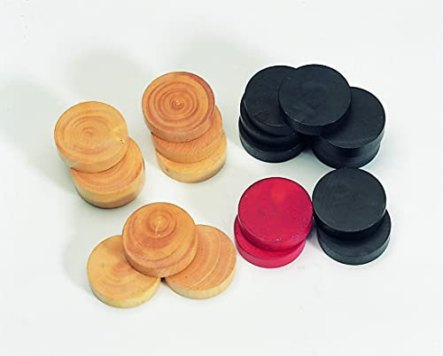MESPI 12820 Carrom Steine aus Buchsbaum, ø 31mm, schwarz, Natur und rot
