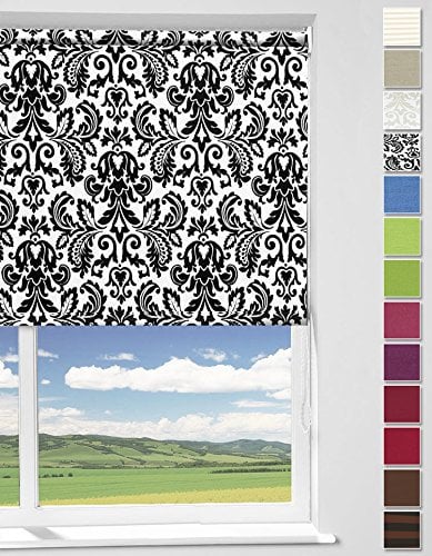 WOLTU Rollo Seitenzugrollo PVC Rollos (Schwarze Blumen, 90X190 cm)