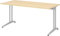 bümö Schreibtisch B-Serie 160x80 cm, Tischplatte aus Holz in Ahorn, Gestell aus Metall in Silber - PC Tisch, Computertisch für's Büro, Office Bürotisch