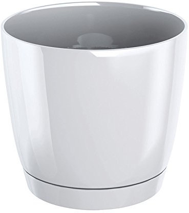 Pot de fleurs rond en plastique Coubi Round P en couleur blanche 18 (L) x 18 (l) x 16,5 (H) cm