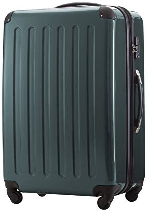 HAUPTSTADTKOFFER Alex - Großer Hartschalen-Koffer, TSA, 4 Doppel-Rollen, Trolley, Rollkoffer, Reisekoffer, Volumenerweiterung, 75 cm, 119 Liter, Waldgrün