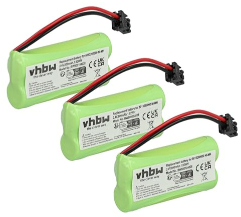 vhbw 3X Akku kompatibel mit DeTeWe BeeTel 900C | 2000C, 2000 schnurlos Festnetz Telefon (800 mAh, 2,4 V, NiMH)