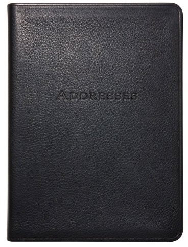 17,8 cm Leder gebundenes Adressbuch, echtes Kalbsleder Leder, 1.400 Einträge schwarz