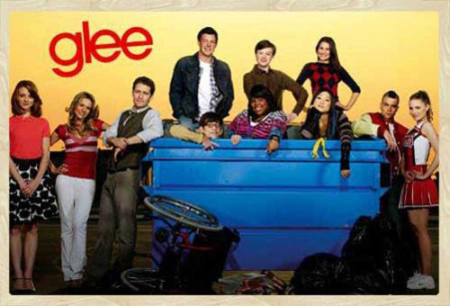 Glee - Cast - Filmposter Kino Movie TV-Serie - Grösse 91,5x61 cm + Wechselrahmen, Shinsuke® Maxi MDF Eiche, Acryl-Scheibe