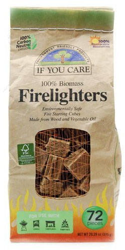 If You Care Non-toxic Wood and Vegetable Oil Firelighters 72 Pieces (Pack of 2, 144 Pieces)